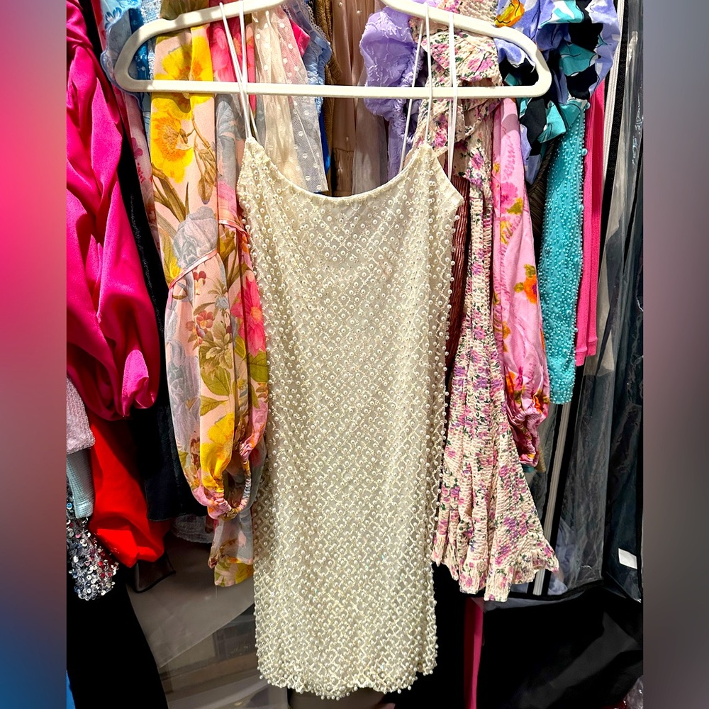 Pearl White Sparkly Dress